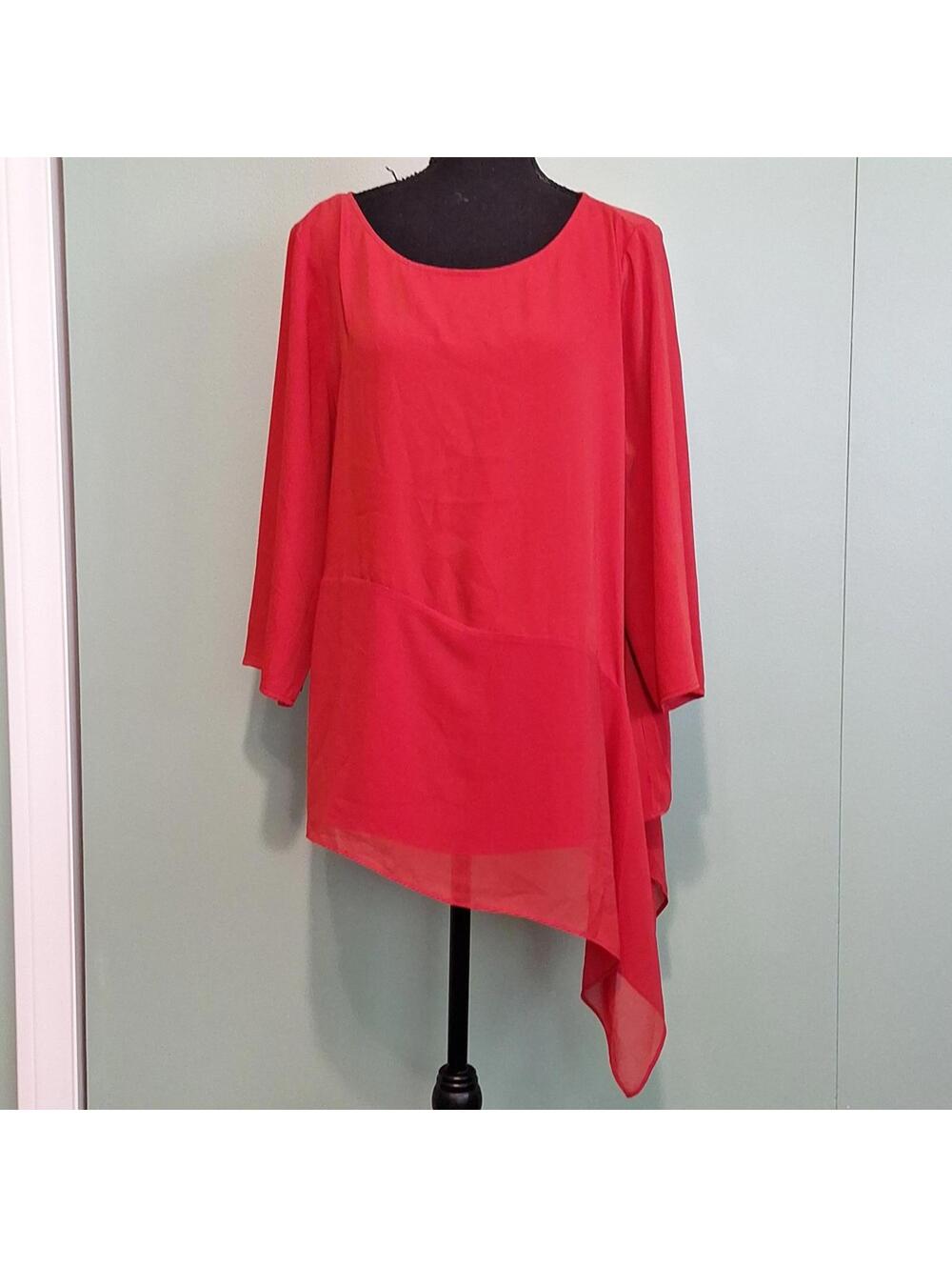 Nwt Chicos Asymmetrical Tunic Rich Paprika Size Small 2